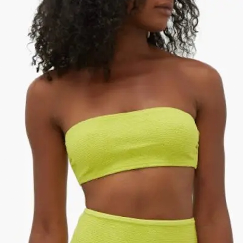 Solid & Striped ribbed bandeau bikini top